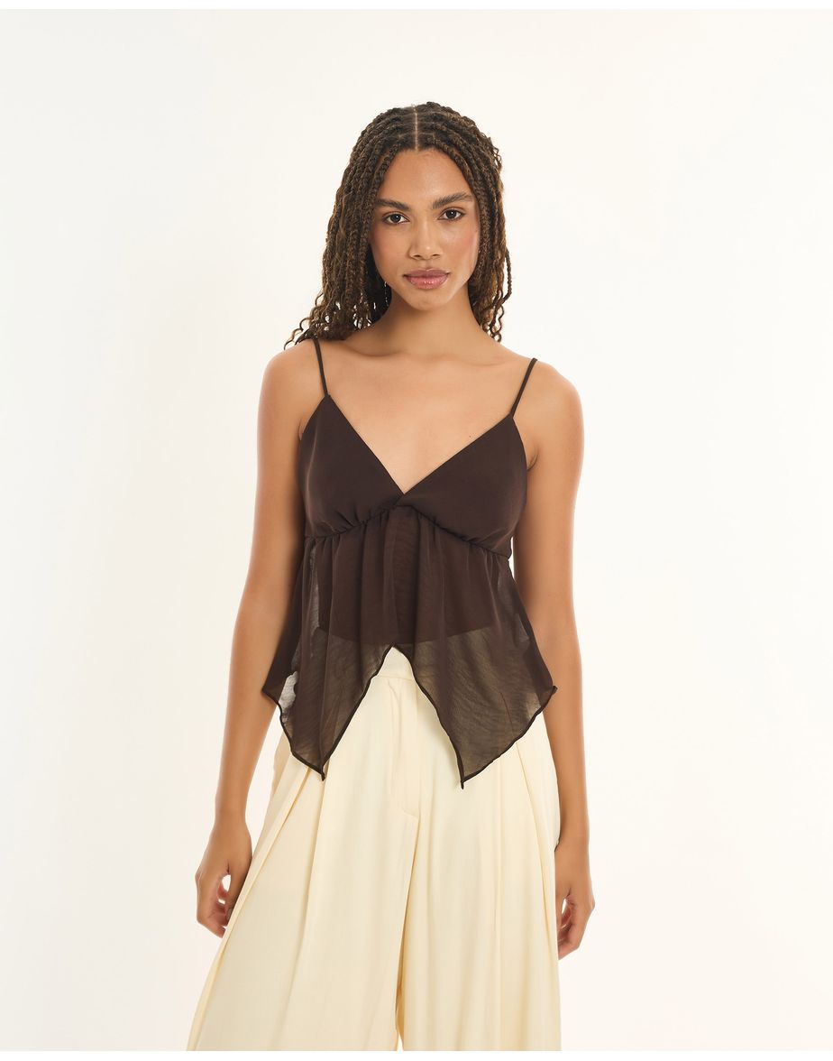 Top pontas inv marrom