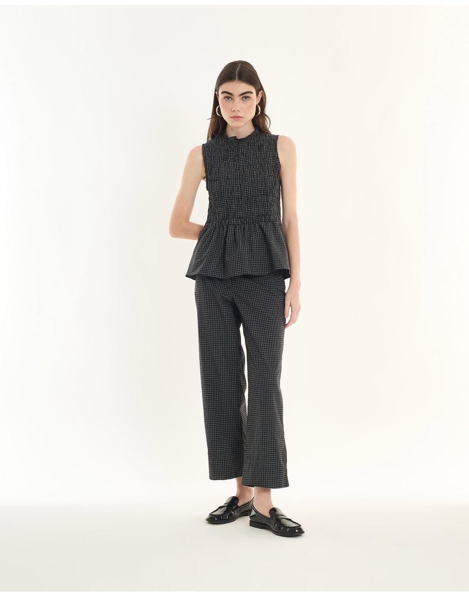 Blusa gravataria inv xadrez preto