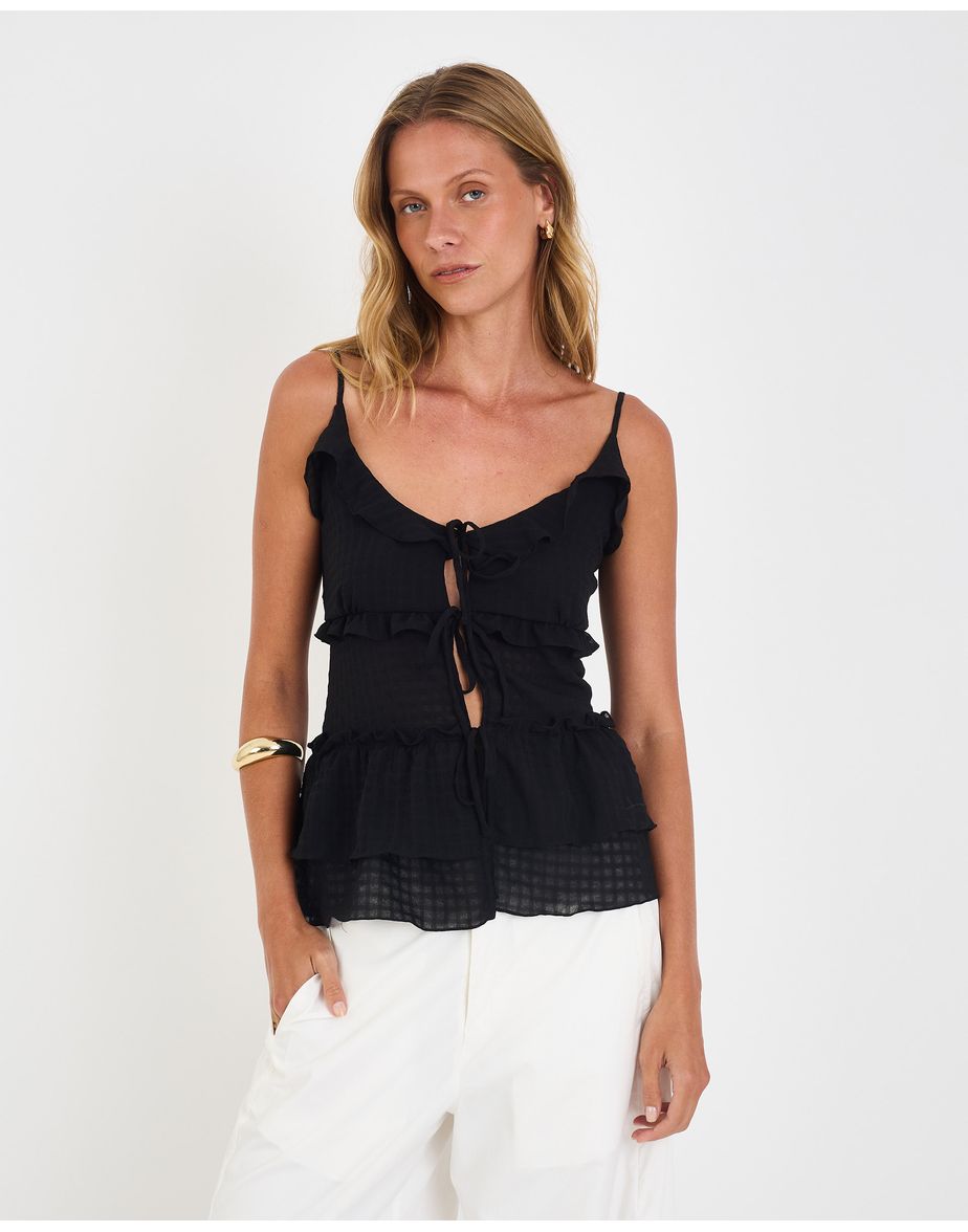 Blusa babado inv preto