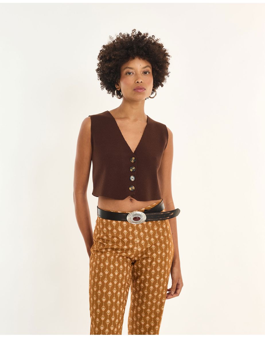 Colete tricot inv marrom