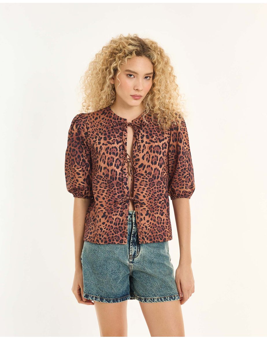 Blusa onça inv estampado