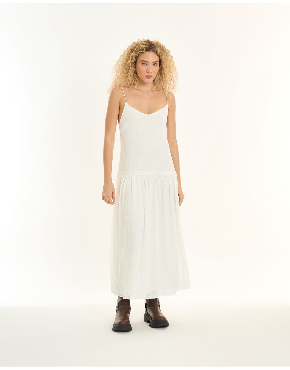 Vestido anarruga inv off-white