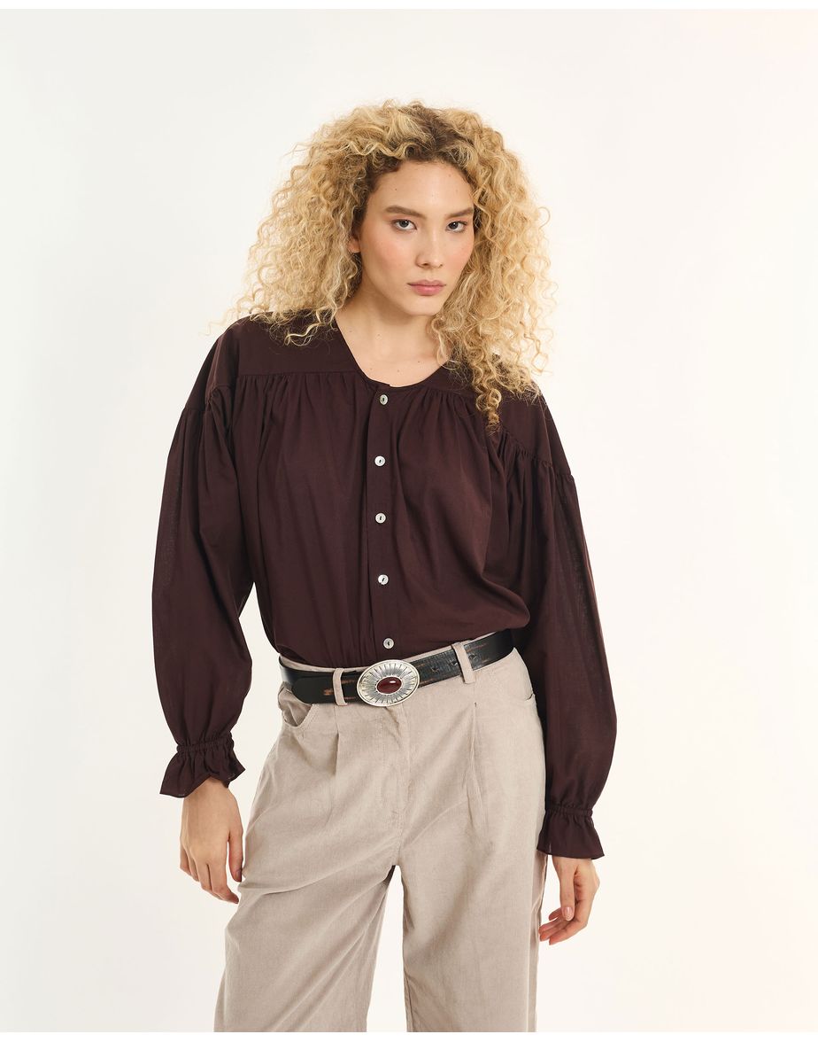 Blusa manga inv marrom