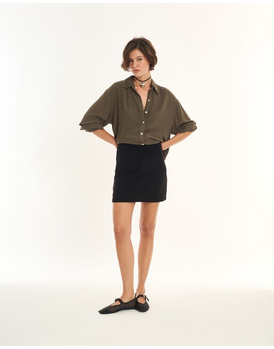 Saia tricot mousse inv preto