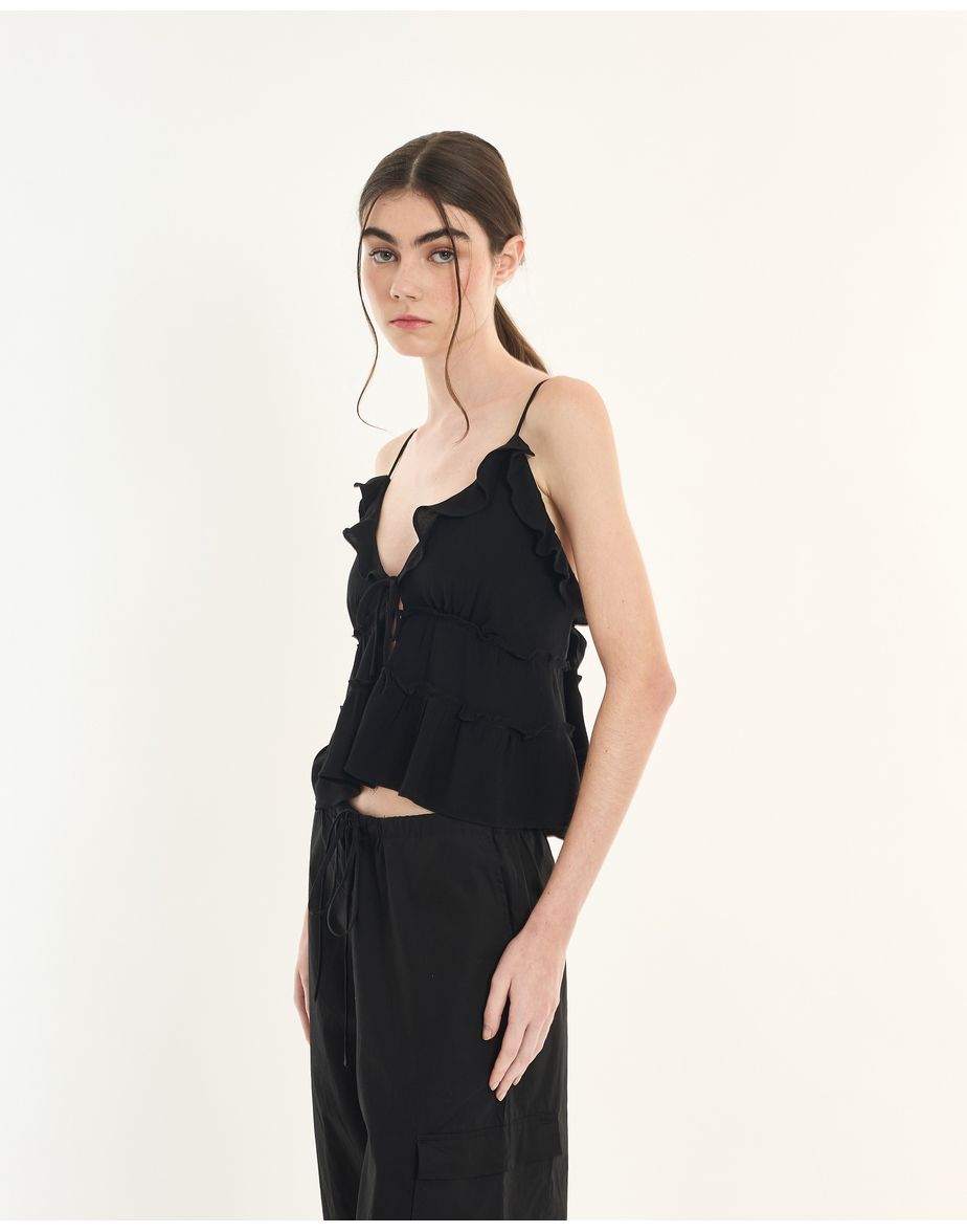 Top babados inv preto