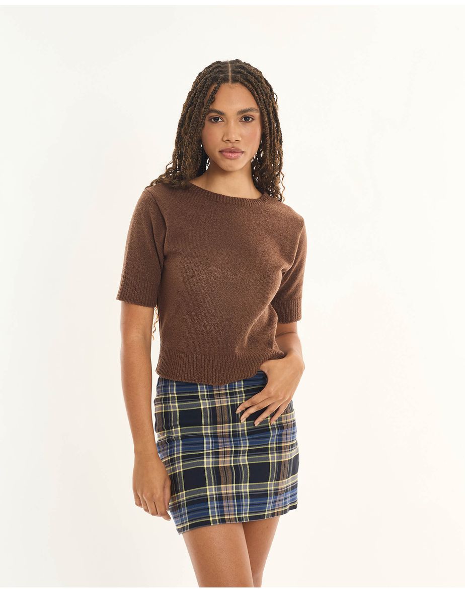 Blusa tricot mousse inv marrom
