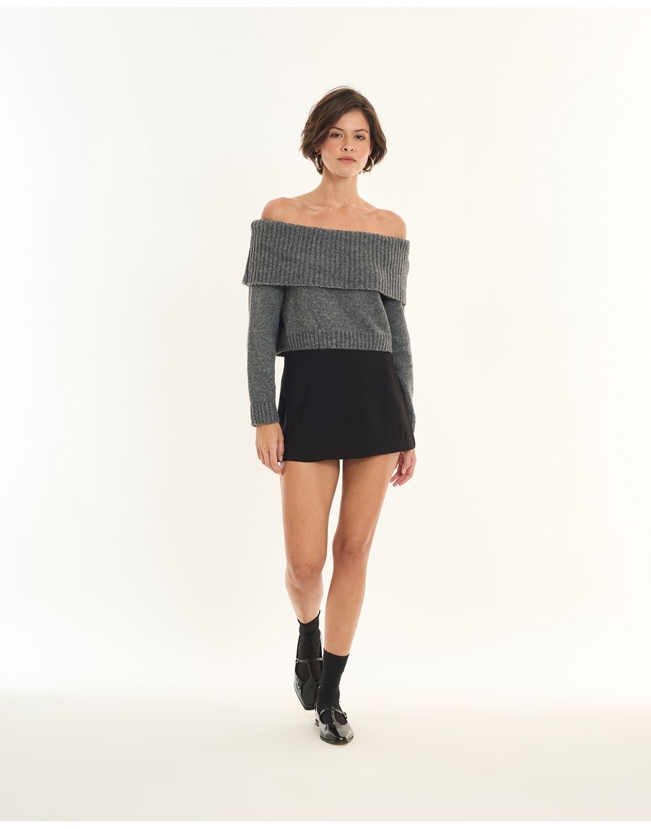 Short saia inv preto