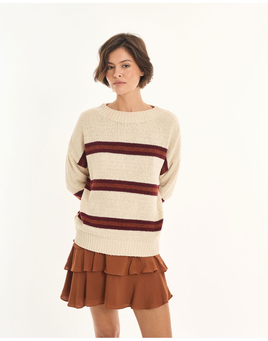 Casaco tricot listras inv listrado