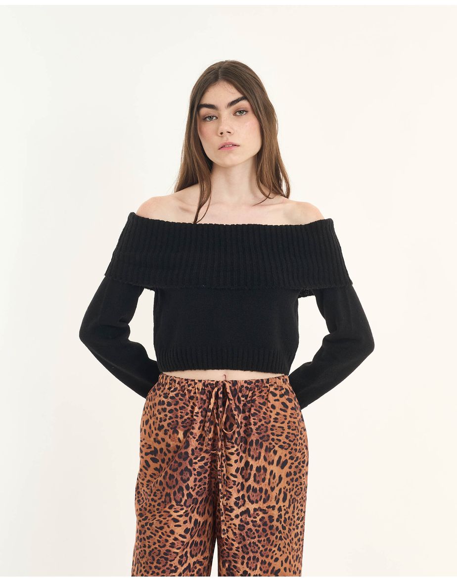 Blusa tricot inv preto