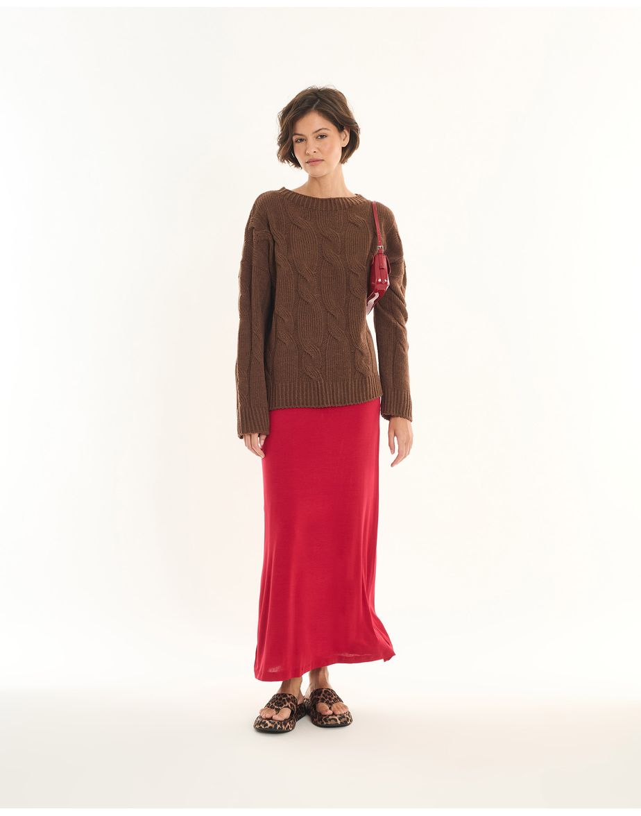 Casaco tricot inv marrom