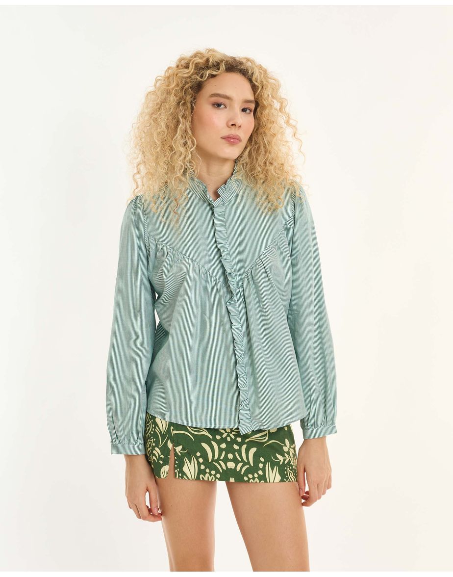 Camisa franzida inv listrado