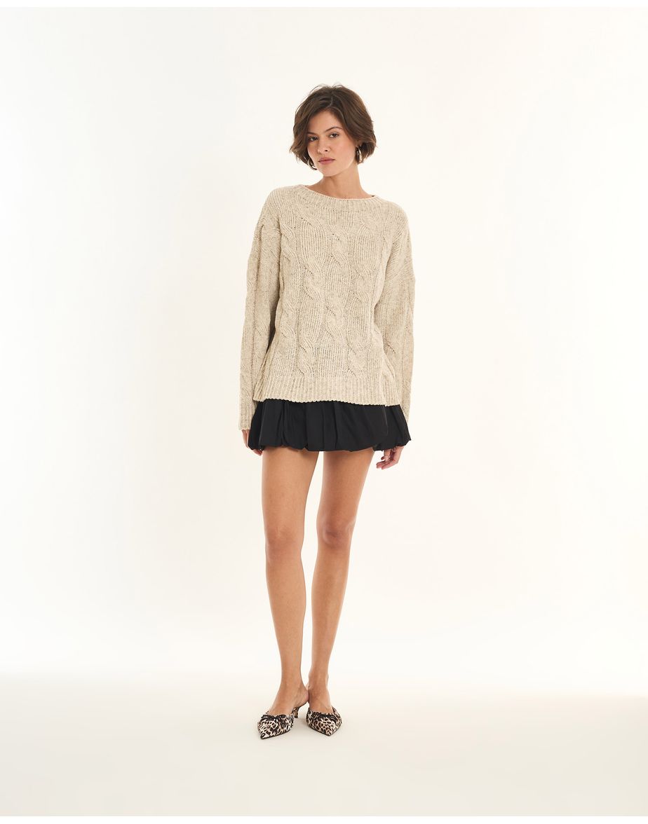 Casaco tricot inv off-white