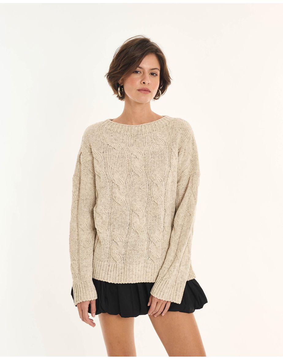 Casaco tricot inv off-white