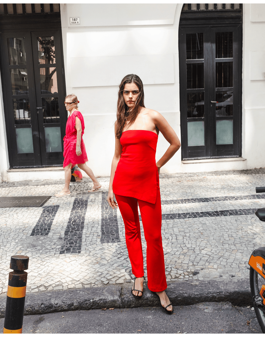 Calça slim minimal vermelho