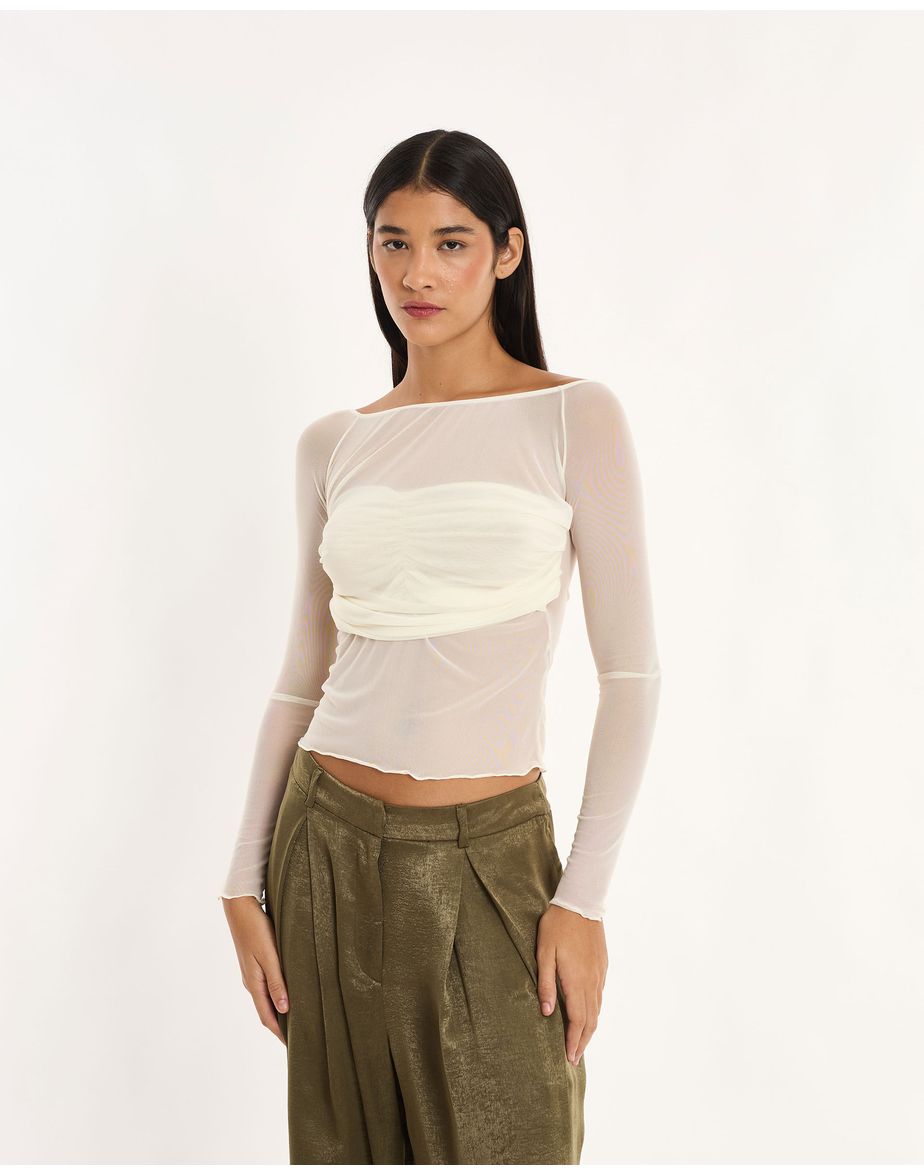 Blusa tule pen off-white