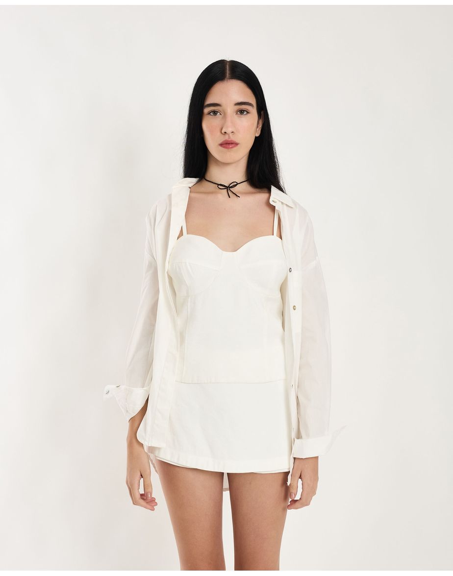 Blusa tube pen off-white