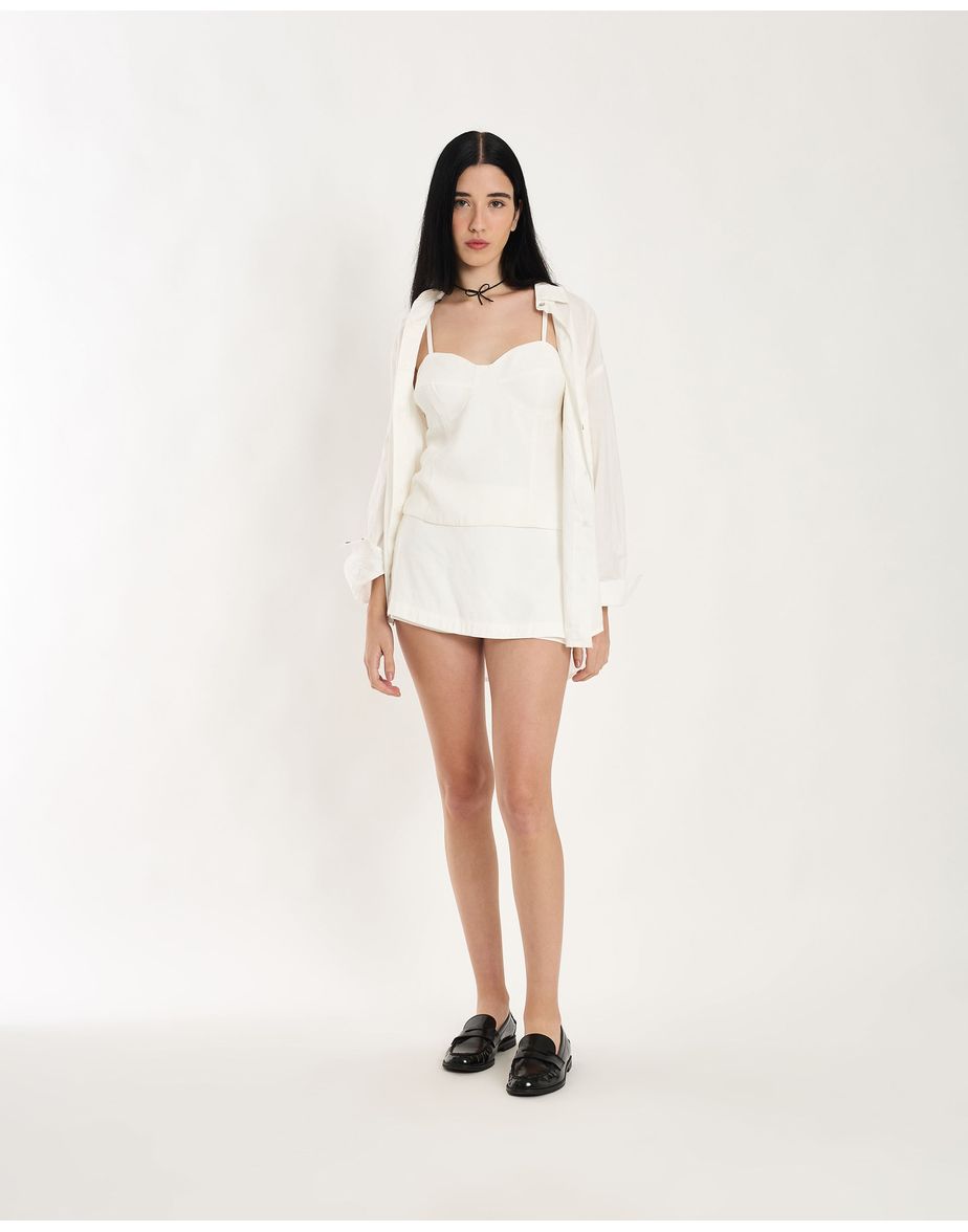 Blusa tube pen off-white