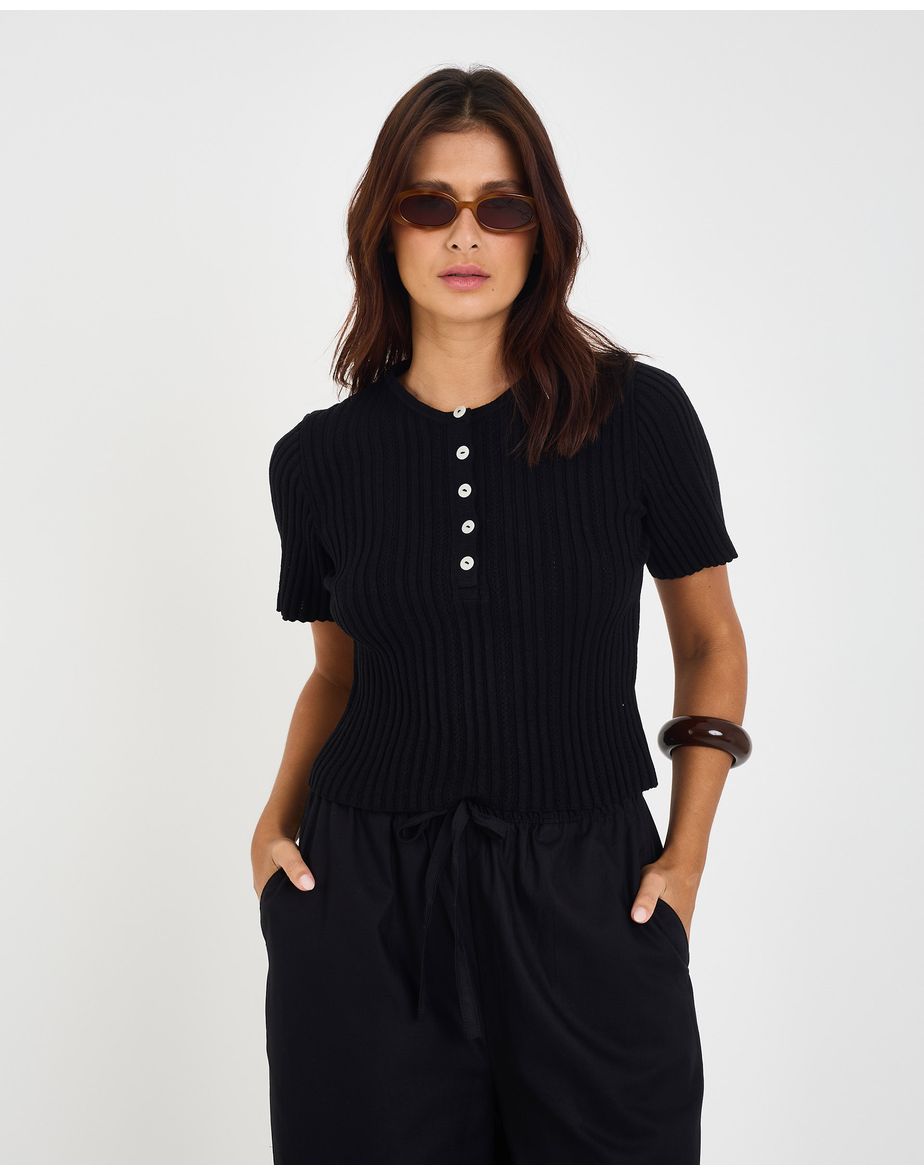 Blusa tricot mel preto