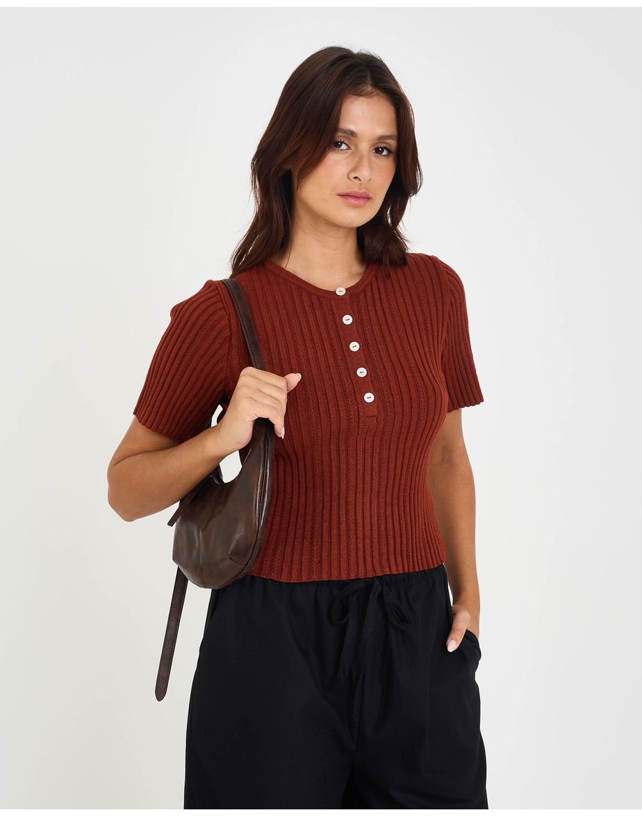 Blusa tricot mel marrom
