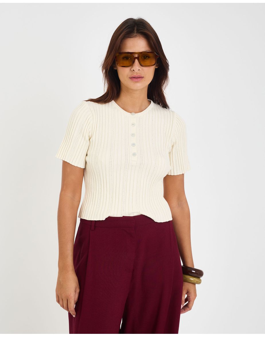 Blusa tricot mel off-white