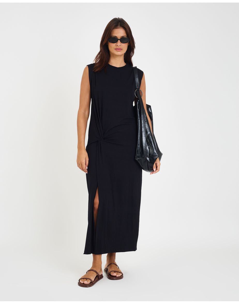 Vestido torção mel preto