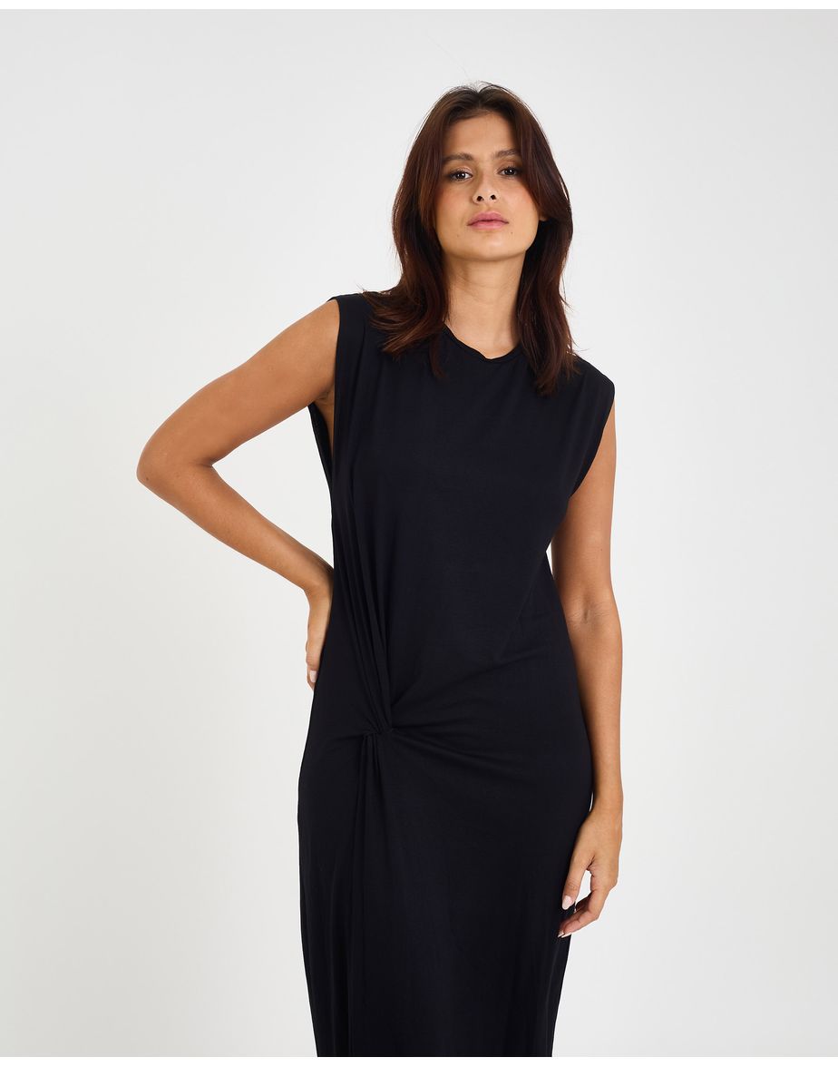 Vestido torção mel preto