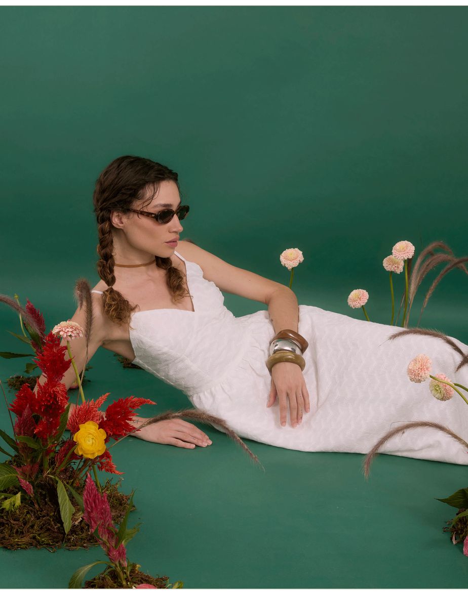 Vestido folhagem eve off-white