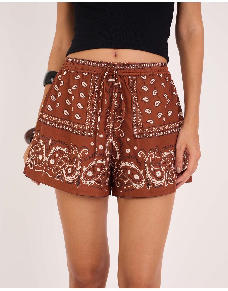 Short bandana tex estampado marrom