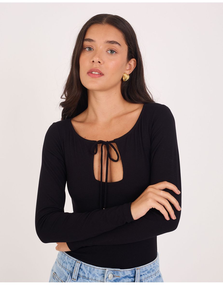 Body decote tex preto
