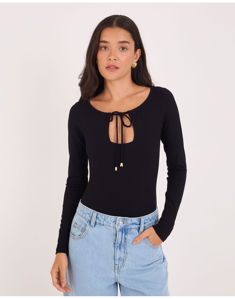 Body decote tex preto