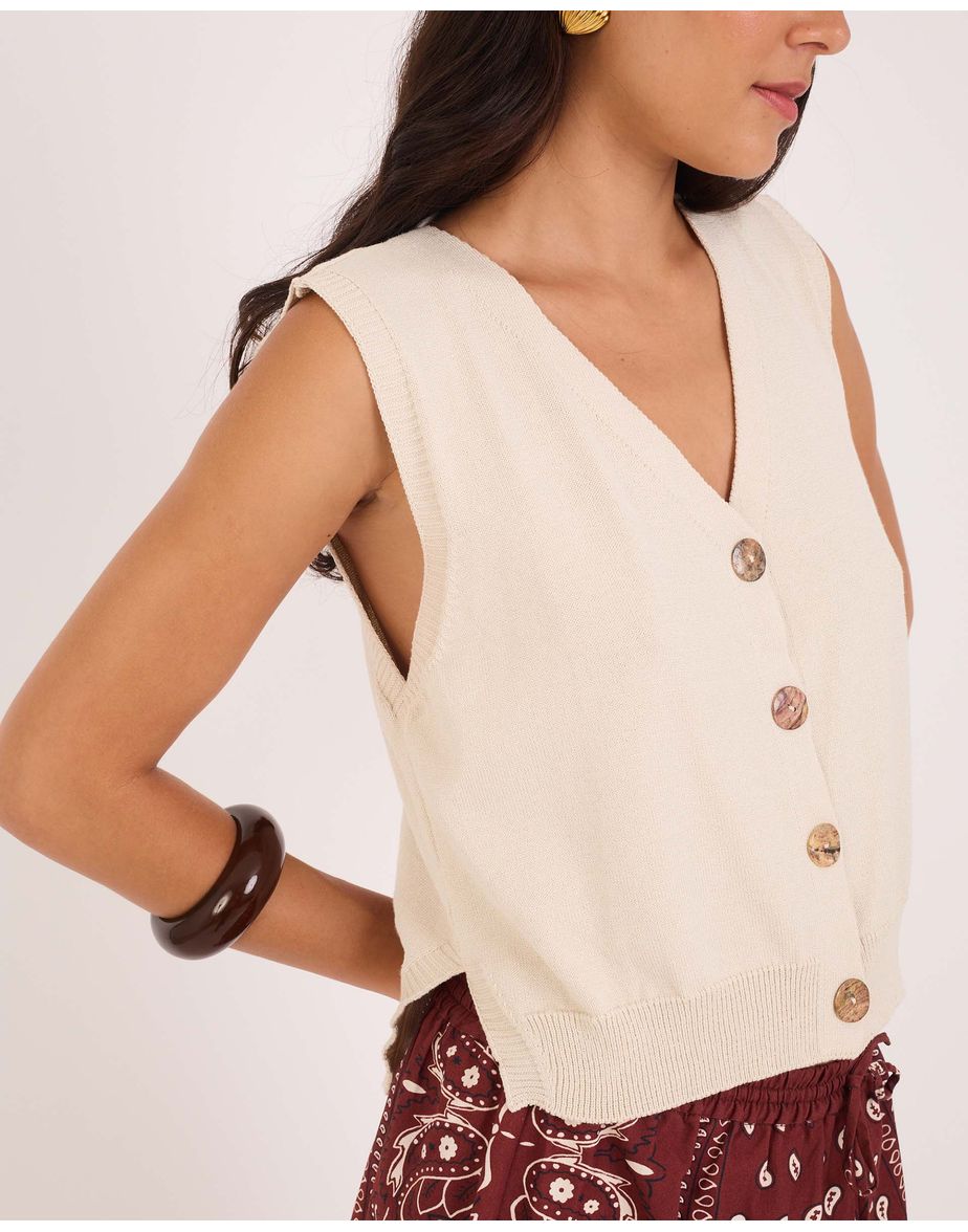 Colete tricot tex off-white