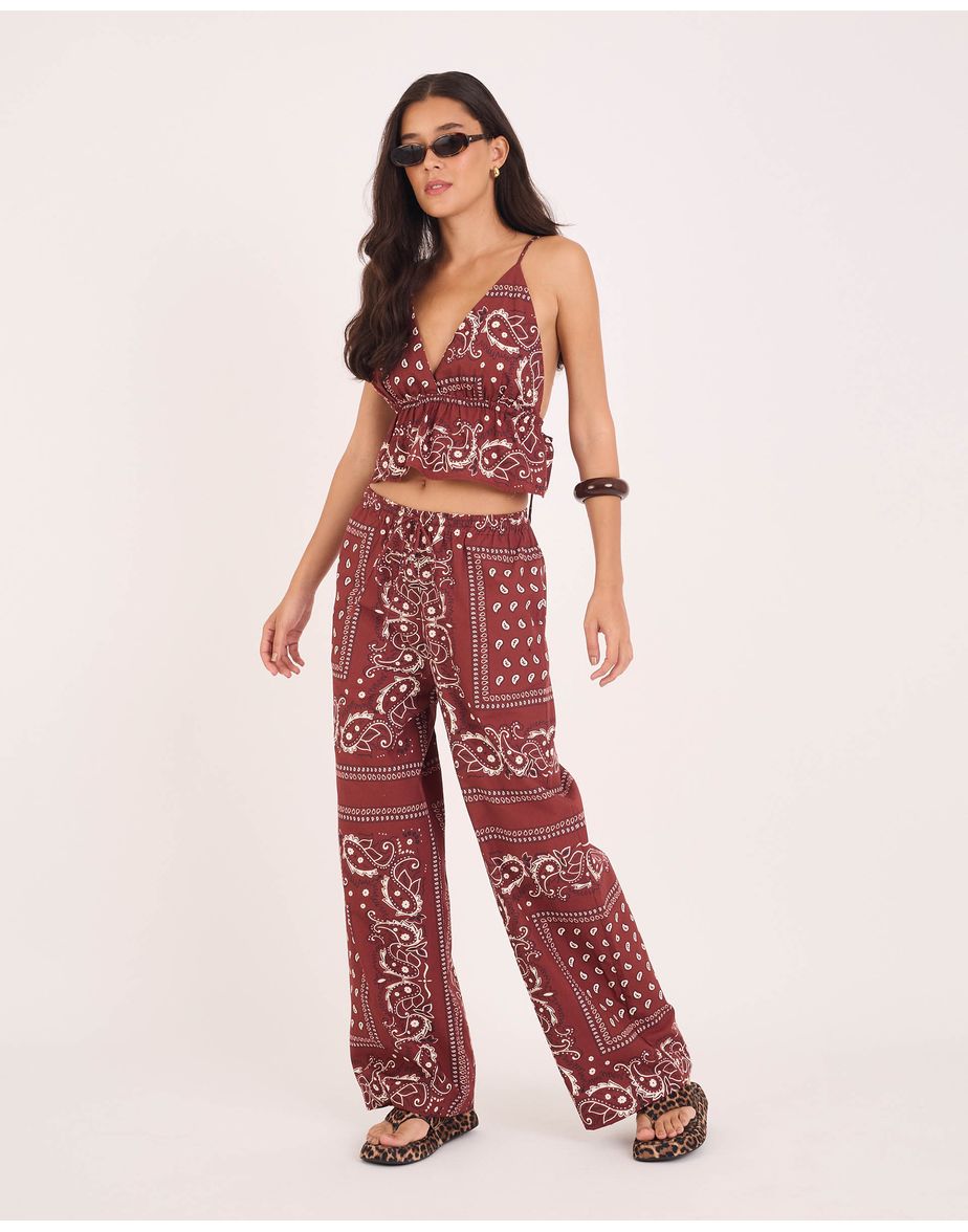 Calça bandana tex estampado marrom