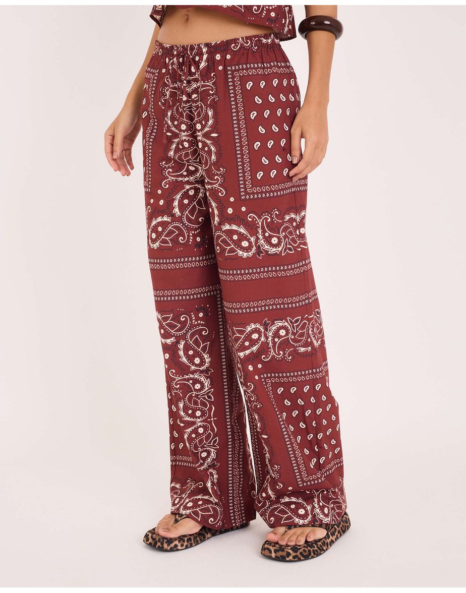 Calça bandana tex estampado marrom