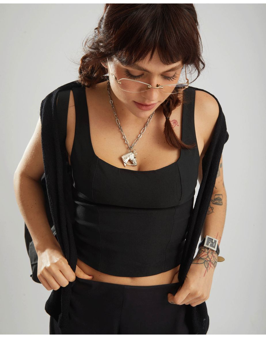 Blusa corselet sophia de lucca preto