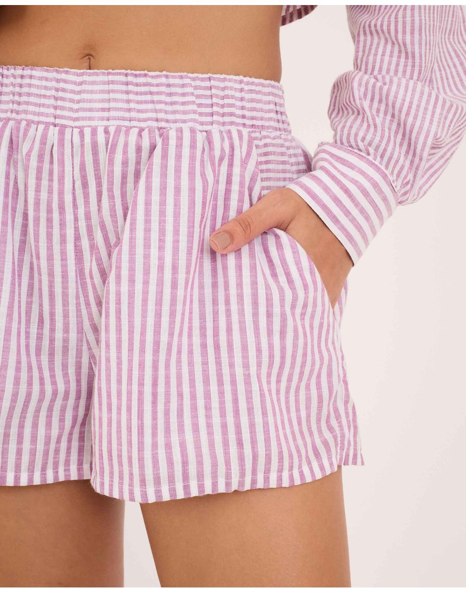 Short listras tex listrado vinho