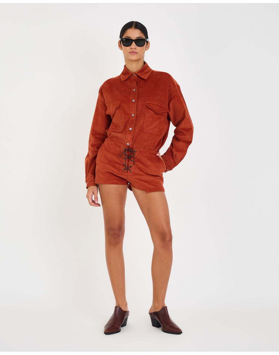 Short veludo eve marrom