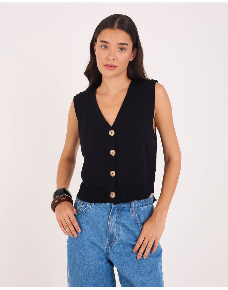 Colete tricot tex preto
