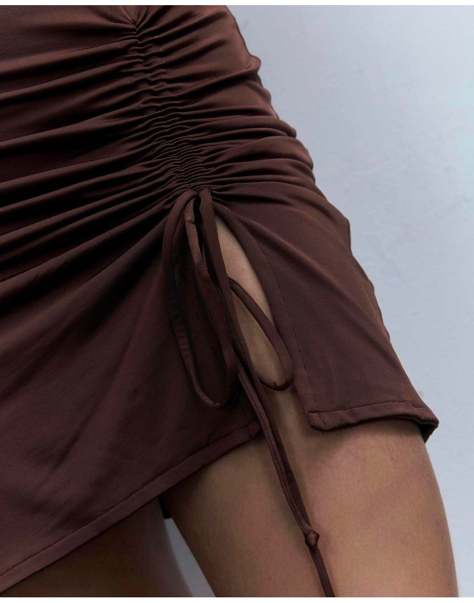 Vestido jersey coz marrom