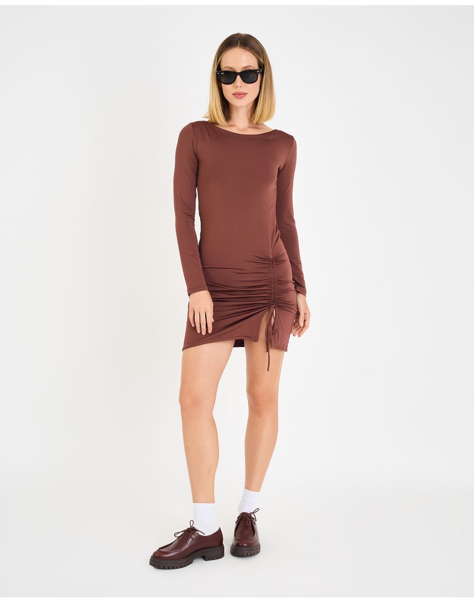 Vestido jersey coz marrom