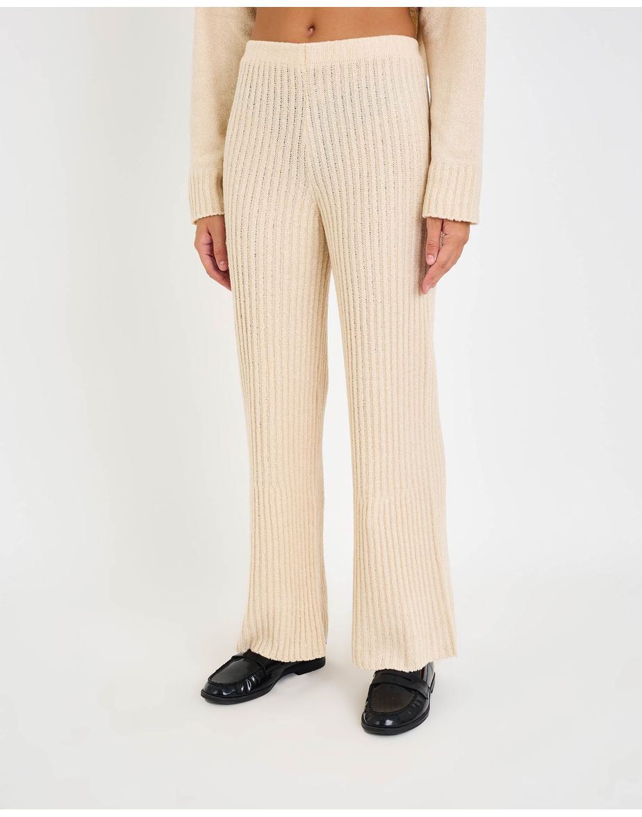 Calça tricô fal bege