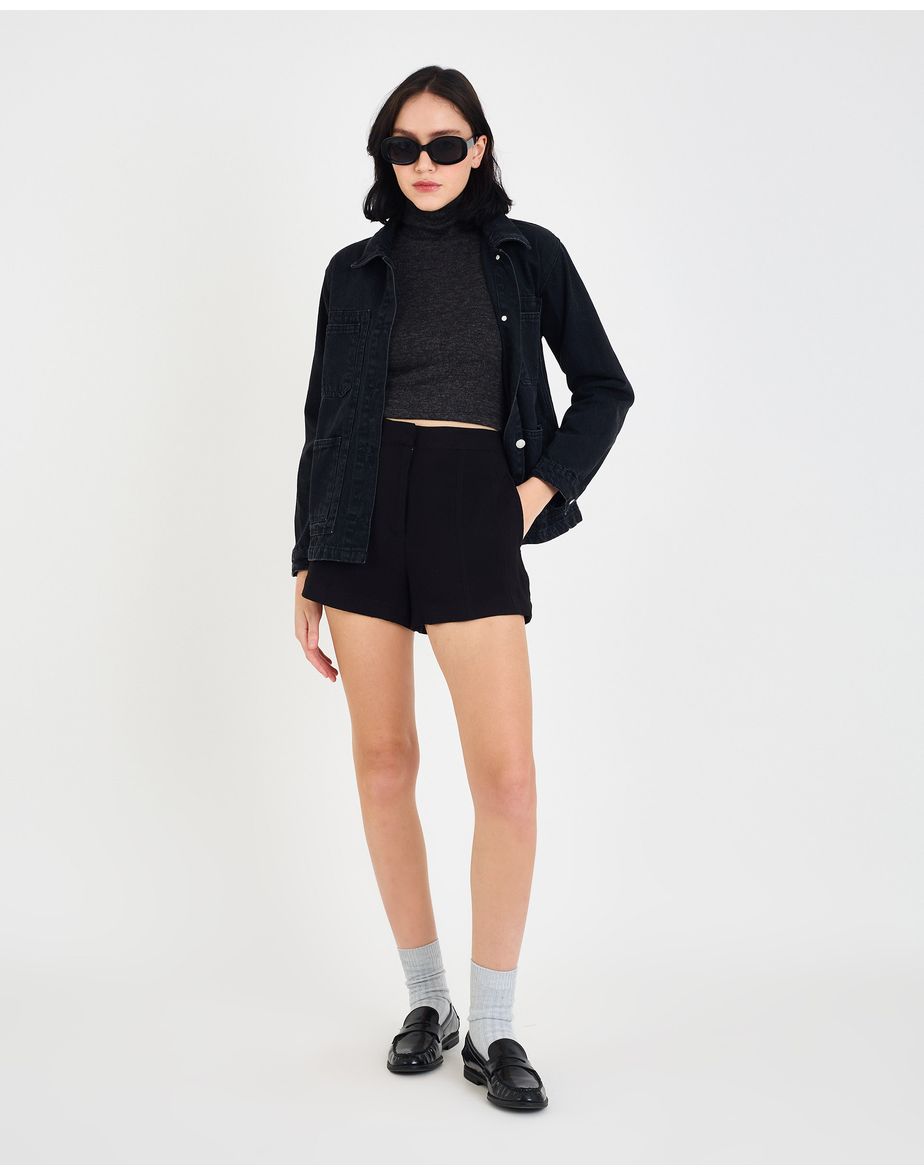 Short recorte fal preto