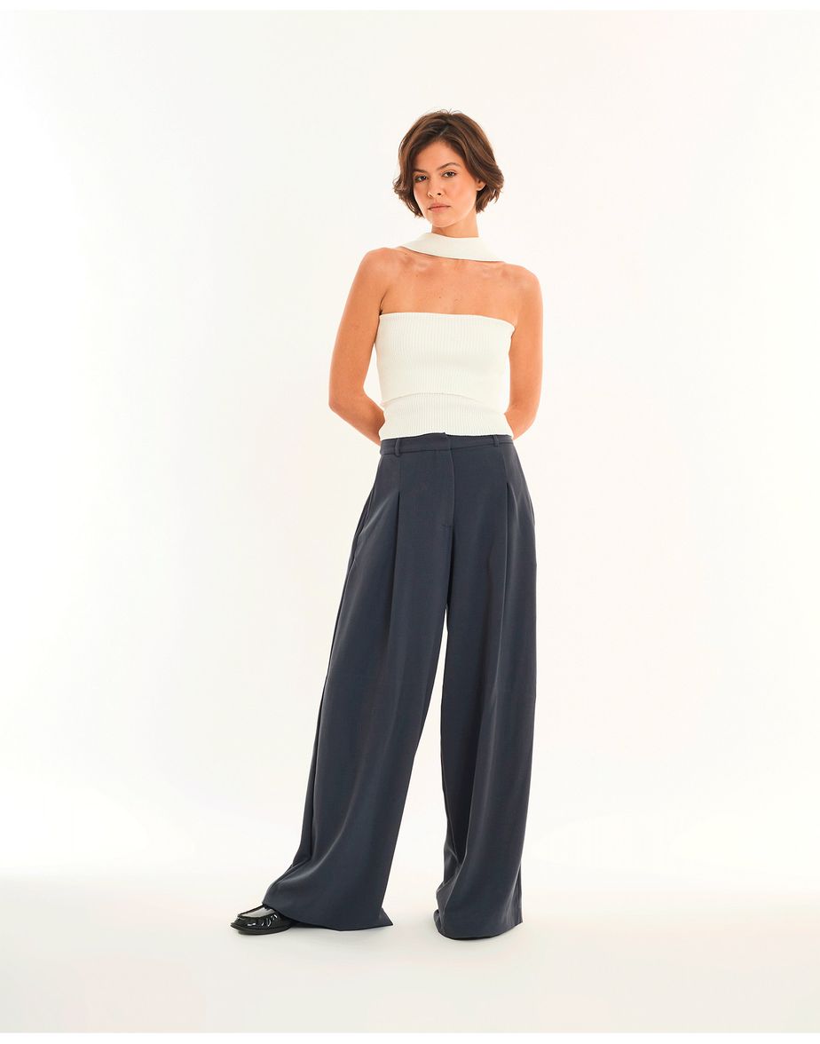 Calça pregas inv cinza