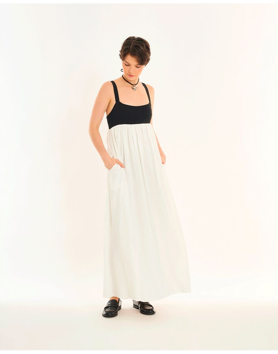Vestido bicolor inv off-white
