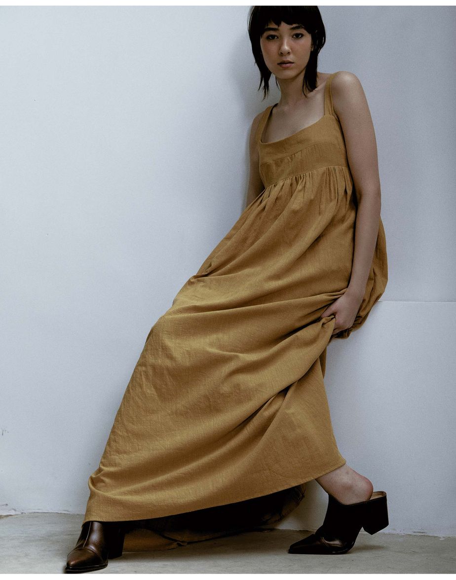 Vestido bicolor inv bege