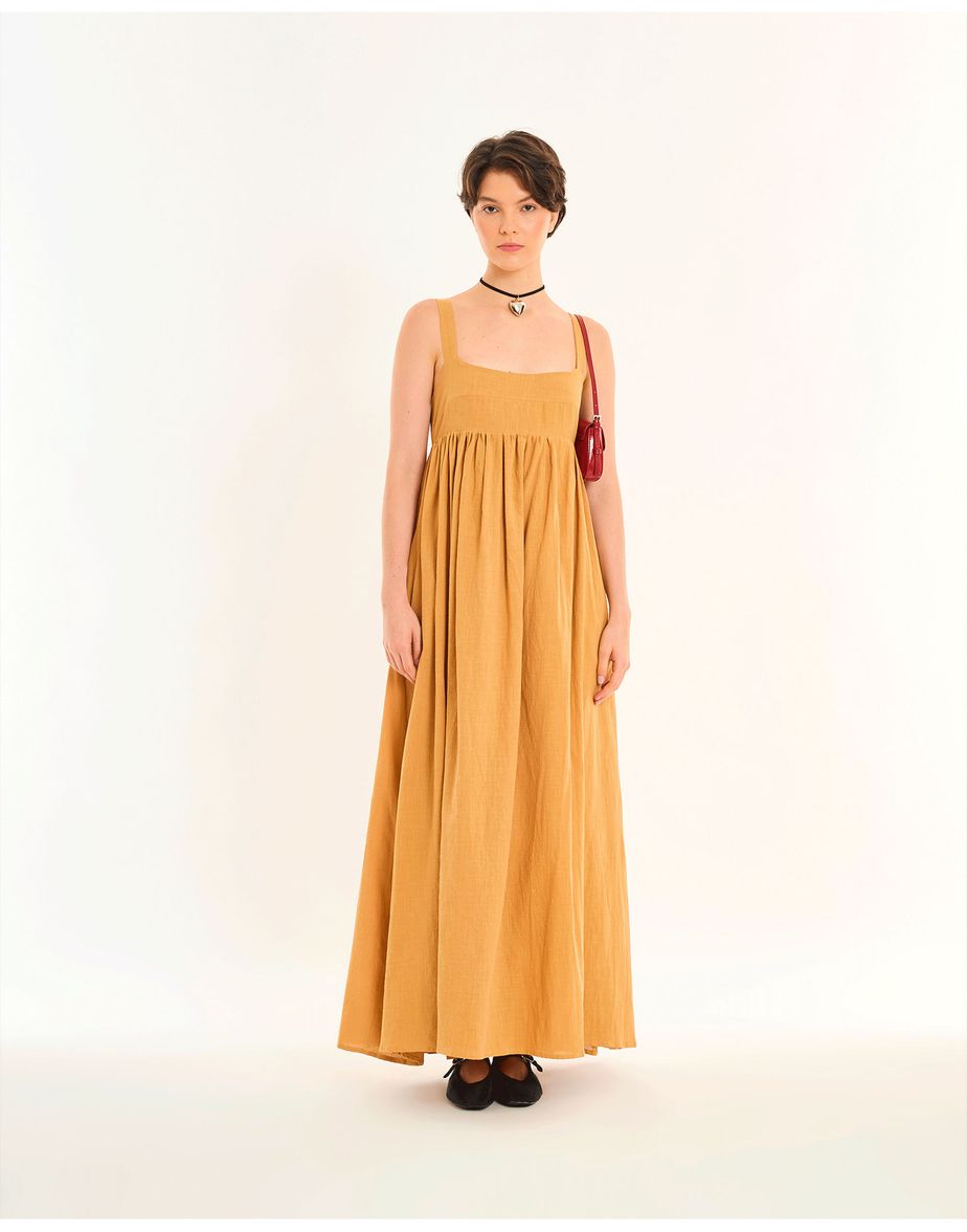 Vestido bicolor inv bege