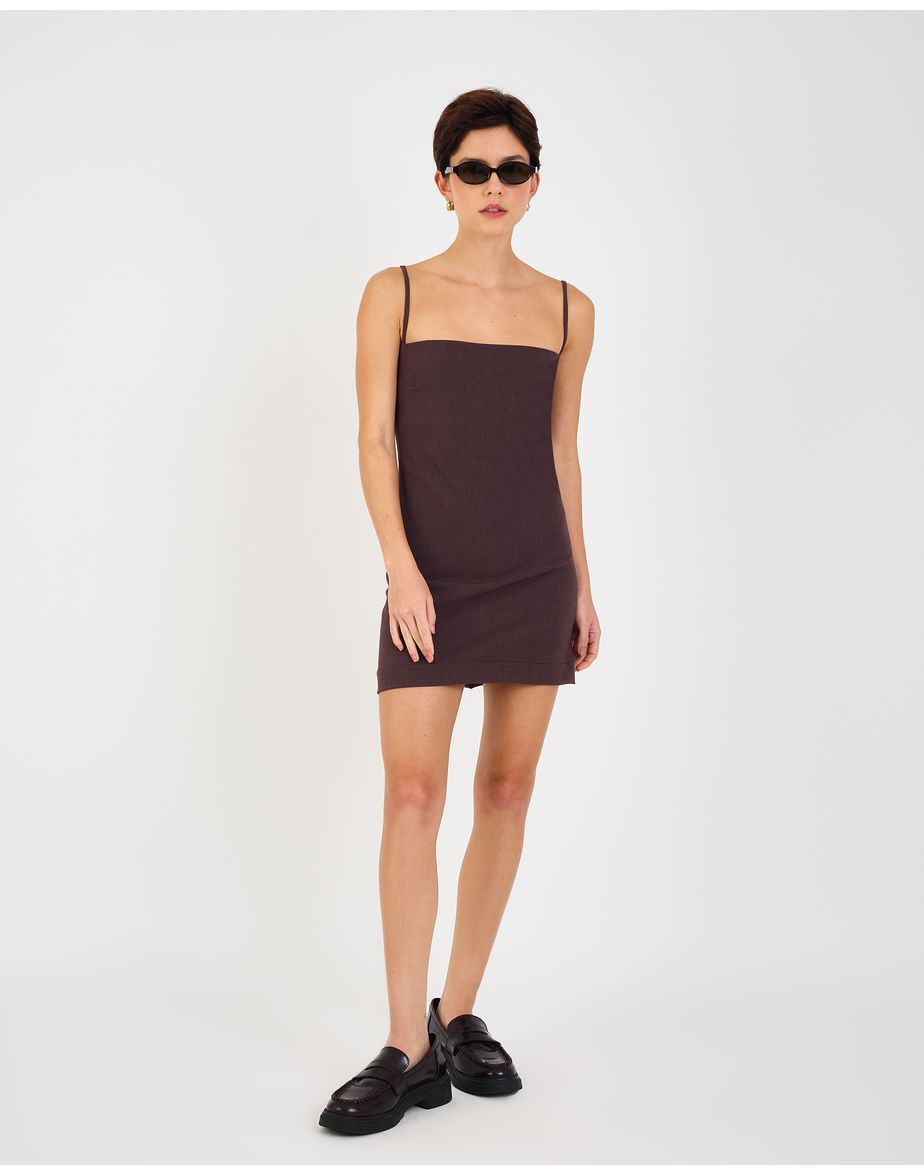 Vestido reto bel marrom