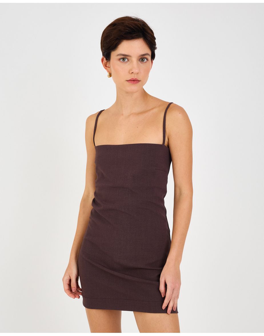 Vestido reto bel marrom