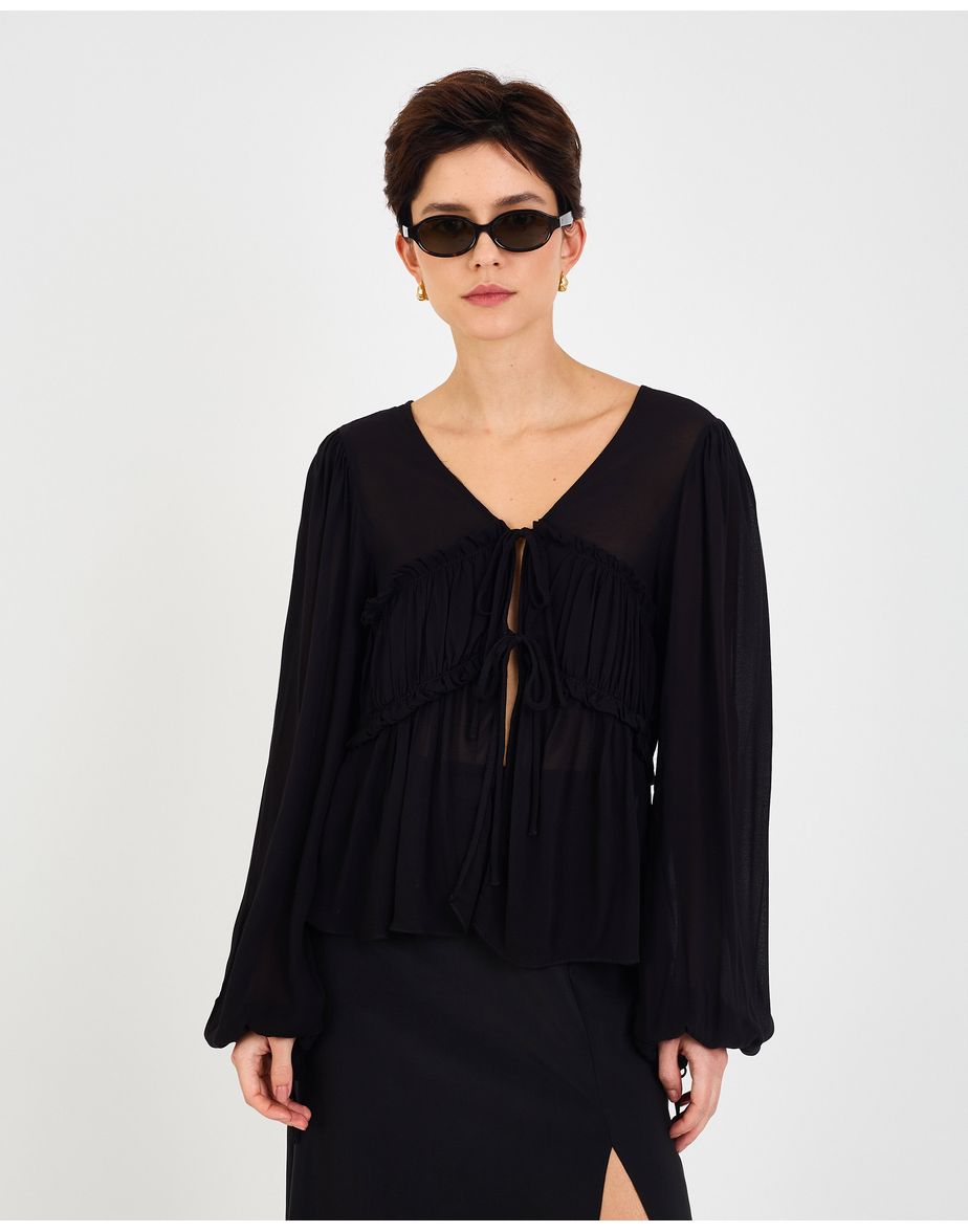 Camisa franzido ban preto