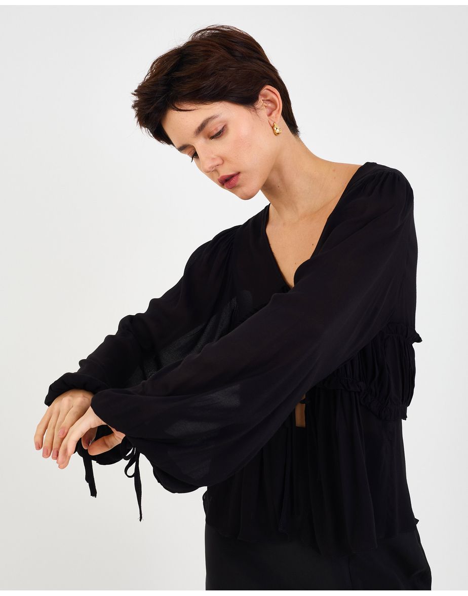 Camisa franzido ban preto