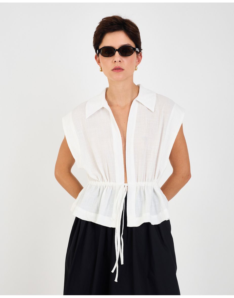 Blusa amarração ess off-white